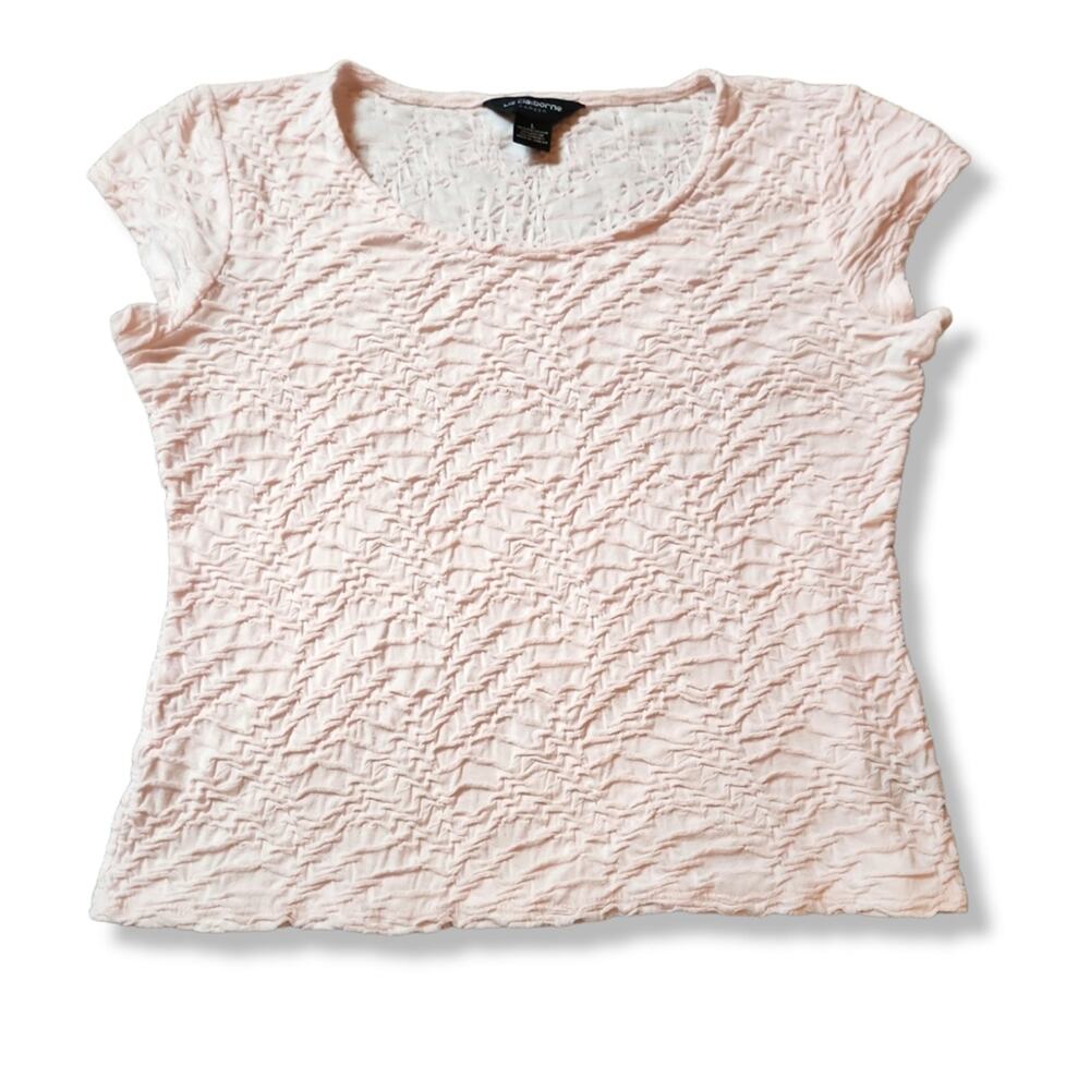 Liz Claiborne Career Textured Light Pink Top Size Large